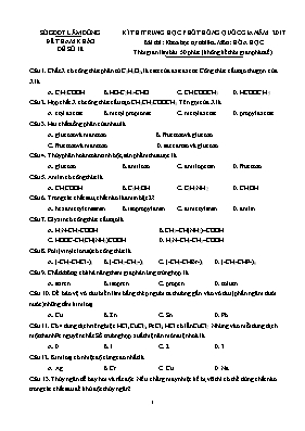Đề thi tham khảo THPT Quốc gia môn Hóa học năm 2017 - Đề số 18 - Sở GD & ĐT Lâm Đồng (Có đáp án)